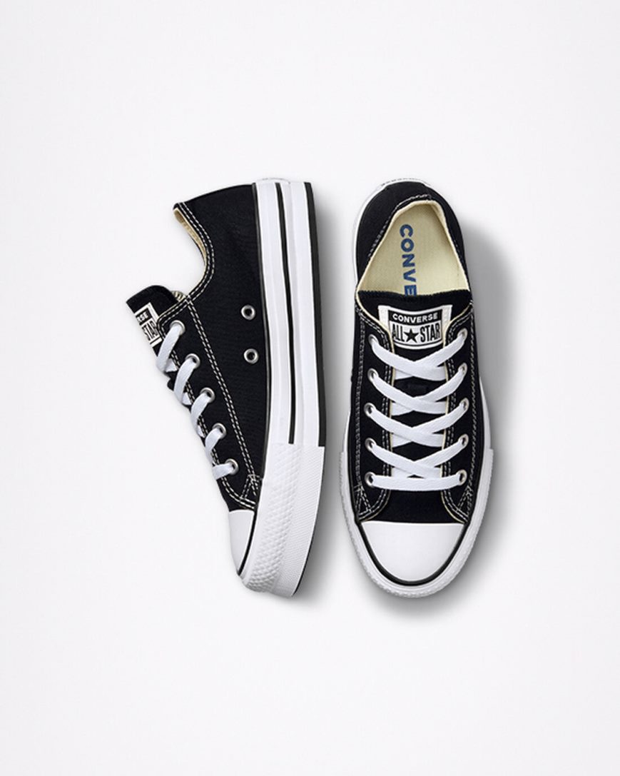 Zapatos Plataforma Converse Chuck Taylor All Star Lift Bajas Niña Negras Blancas Negras | PE P84E02